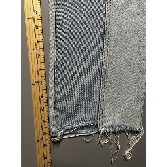 Paige Jeans Womens 27 Light Wash Panel Colorblock Straight Leg Raw Hem High Rise - Picture 12 of 12